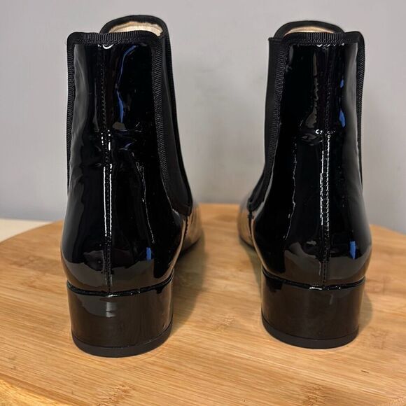 Frances Valentine Molly Patent Leather Square Toe Chelsea Boots Black Size 5.5 - - Picture 4 of 8